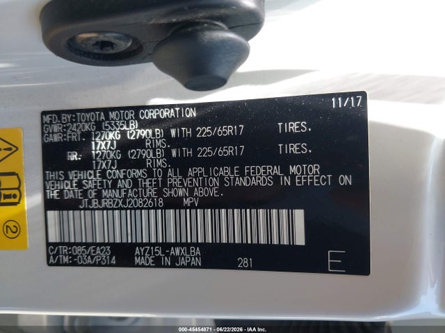 2018 Lexus Nx 300h მანქანა იყიდება აუქციონზე, vin: JTJBJRBZXJ2082618, აუქციონის ნომერი: 45454871
