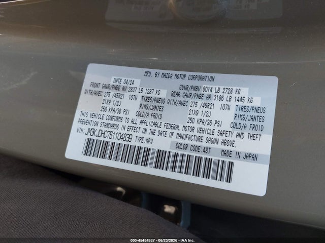 Продаж на аукціоні авто 2025 Mazda Cx-70 3.3 Turbo S Premium, vin: JM3KJDHC7S1104839, номер лоту: 45454927