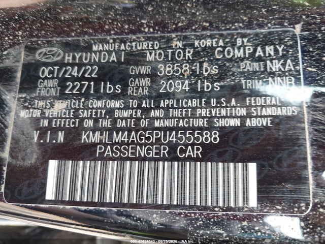 Продажа на аукционе авто 2023 Hyundai Elantra Sel, vin: KMHLM4AG5PU455588, номер лота: 45454943