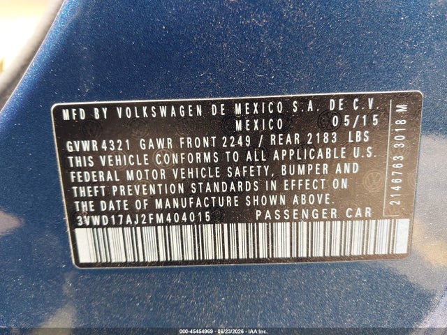 3VWD17AJ2FM404015 Volkswagen Jetta 1.8t Se