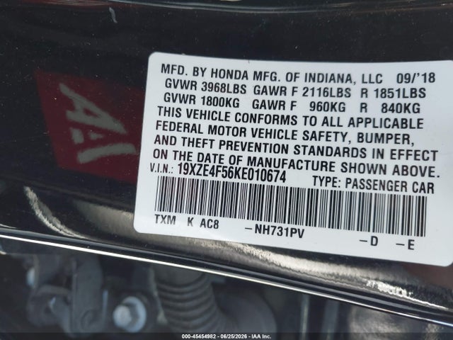 19XZE4F56KE010674 Honda INSIGHT EX