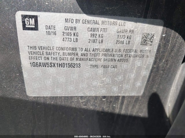 Продажа на аукционе авто 2017 Cadillac Cts Standard, vin: 1G6AW5SX1H0156203, номер лота: 45454993