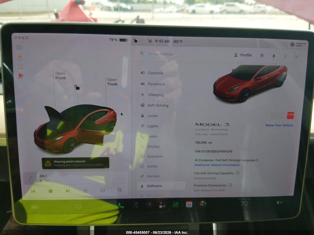 45455007 :رقم المزاد ، 5YJ3E1EB0JF064315 vin ، 2018 Tesla Model 3 Long Range/performance مزاد بيع