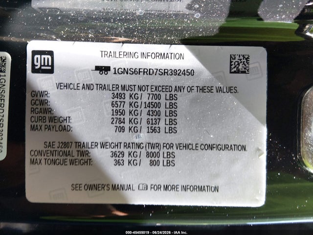 Продажа на аукционе авто 2025 Chevrolet Suburban 4wd Premier, vin: 1GNS6FRD7SR392450, номер лота: 45455019