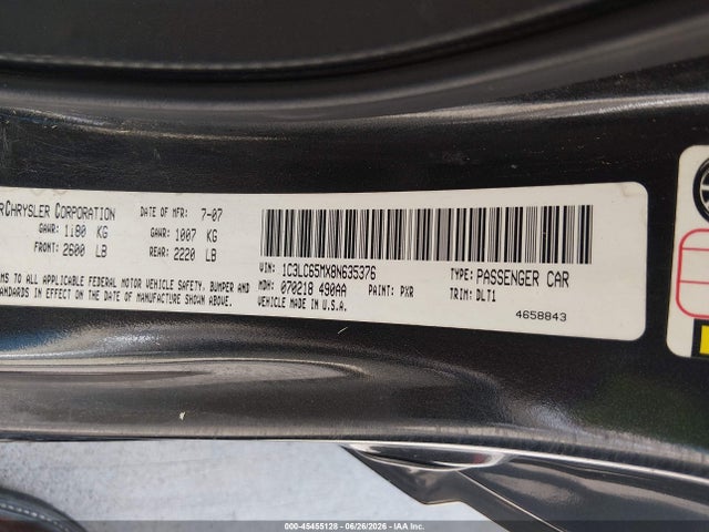 Продаж на аукціоні авто 2008 Chrysler Sebring Limited, vin: 1C3LC65MX8N635376, номер лоту: 45455128