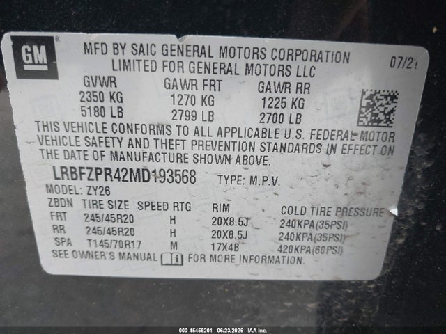 Продажа на аукционе авто 2021 Buick Envision Awd Essence, vin: LRBFZPR42MD193568, номер лота: 45455201