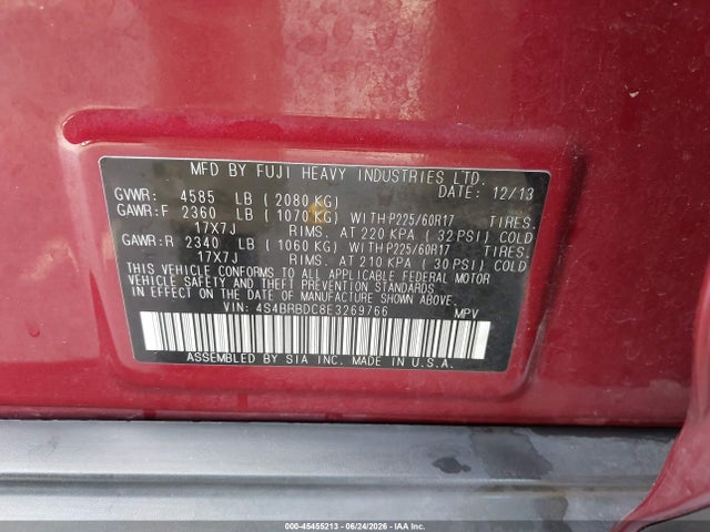 Auction sale of the 2014 Subaru Outback 2.5i Premium, vin: 4S4BRBDC8E3269766, lot number: 45455213