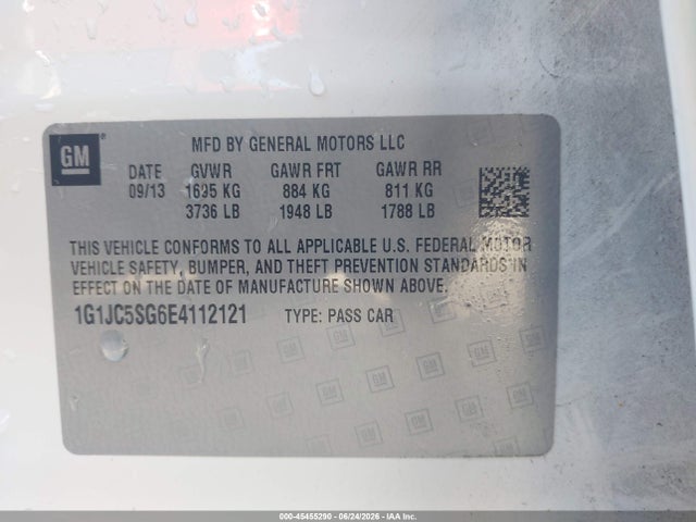 Chevrolet Sonic Lt Auto 2014 1G1JC5SG6E4112121 Image 9