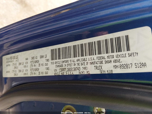 Aukcja sprzedaży 2016 Ram 1500 Big Horn, vin: 1C6RR7LG8GS130743, numer aukcji: 45455303