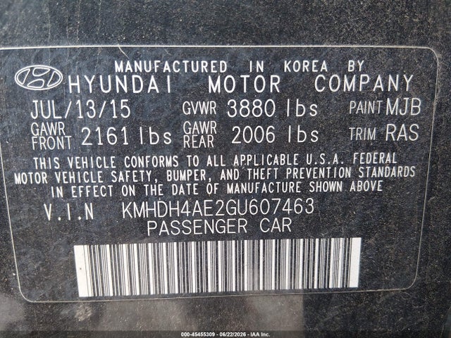 Hyundai ELANTRA SE 2016 KMHDH4AE2GU607463 Image 9