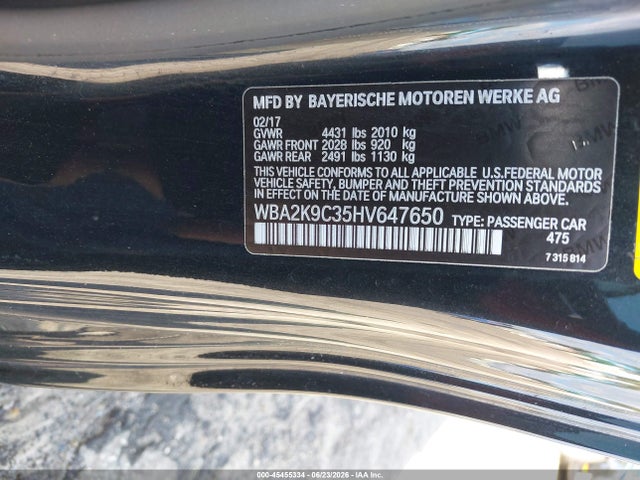 45455334 :رقم المزاد ، WBA2K9C35HV647650 vin ، 2017 Bmw 230i مزاد بيع