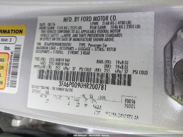 Ford Fusion Titanium 2017 3FA6P0D90HR200781 Image 9