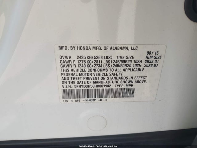 Продаж на аукціоні авто 2017 Acura Mdx Technology Package, vin: 5FRYD3H56HB001982, номер лоту: 45455400
