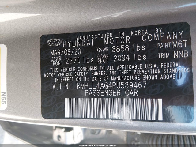 Aukcja sprzedaży 2023 Hyundai Elantra Se, vin: KMHLL4AG4PU539467, numer aukcji: 45455487