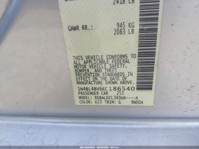 Nissan Altima 2.5 S 2019 1N4BL4BV6KC186540 Image 9