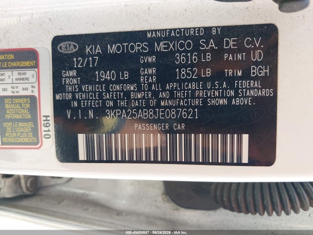 KIA RIO LX 2018 3KPA25AB8JE087621 Image 9