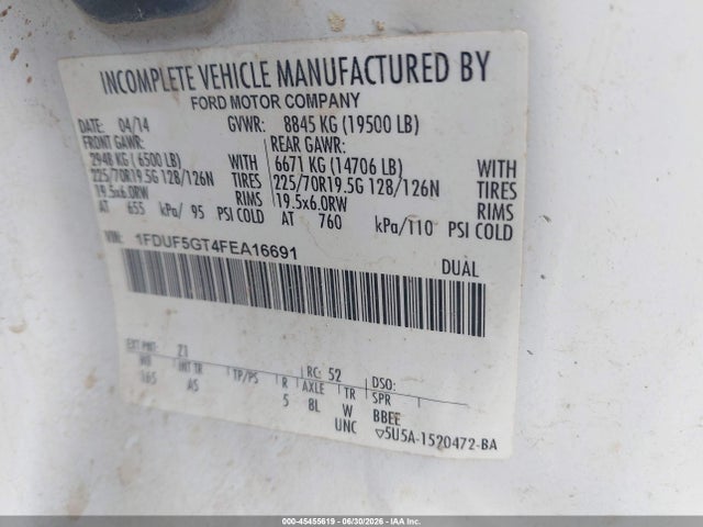 1FDUF5GT4FEA16691 Ford F-550 Chassis Xl/xlt