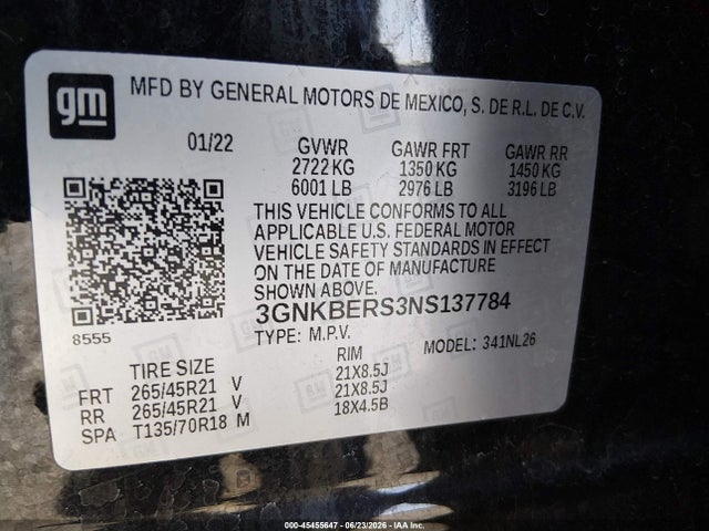 3GNKBERS3NS137784 Chevrolet Blazer Fwd Rs