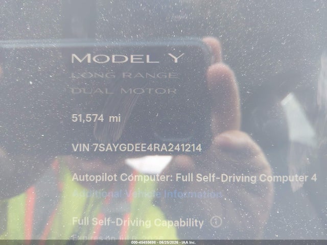 45455698 :رقم المزاد ، 7SAYGDEE4RA241214 vin ، 2024 Tesla Model Y Long Range Dual Motor All-wheel Drive مزاد بيع