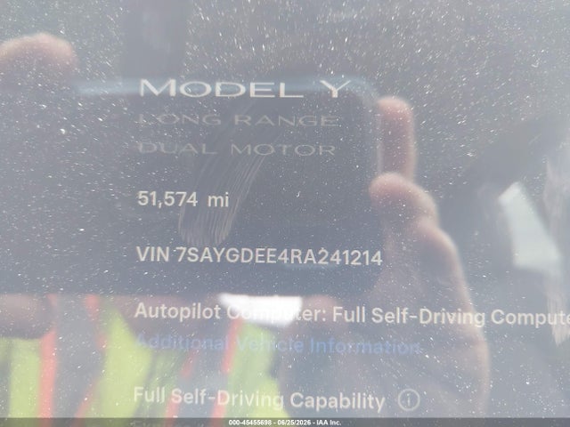 45455698 :رقم المزاد ، 7SAYGDEE4RA241214 vin ، 2024 Tesla Model Y Long Range Dual Motor All-wheel Drive مزاد بيع