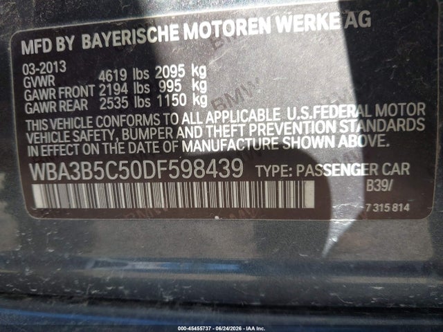 Aukcja sprzedaży 2013 Bmw 328i Xdrive, vin: WBA3B5C50DF598439, numer aukcji: 45455737