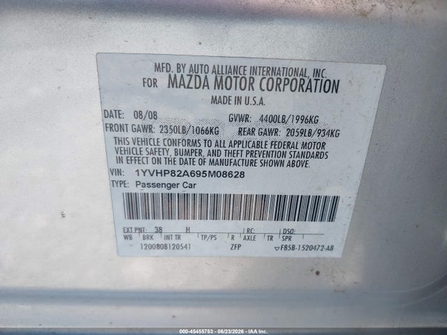 Aukcja sprzedaży 2009 Mazda Mazda6, vin: 1YVHP82A695M08628, numer aukcji: 45455753