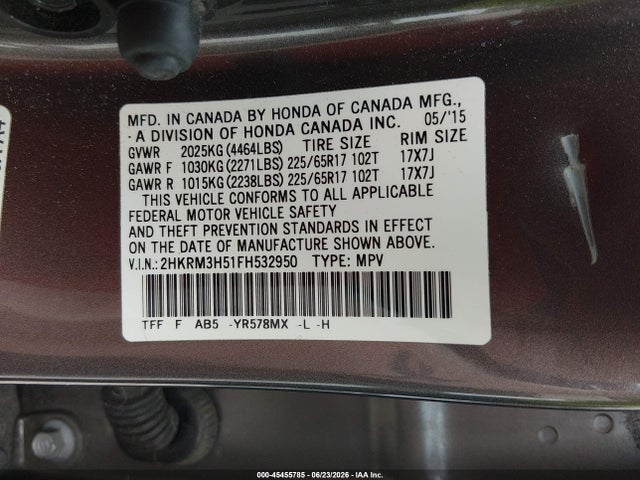 Honda CR-V EX 2015 2HKRM3H51FH532950 Image 9