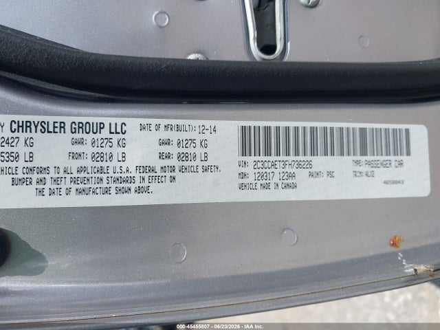 Продаж на аукціоні авто 2015 Chrysler 300c, vin: 2C3CCAET3FH736226, номер лоту: 45455807