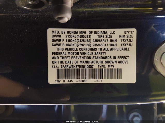 Honda CR-V LX 2017 7FARW5H37HE010057 Image 9