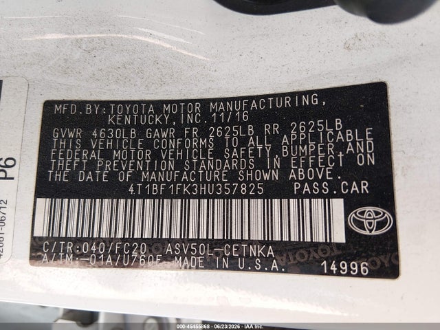 Toyota CAMRY LE 2017 4T1BF1FK3HU357825 Image 9