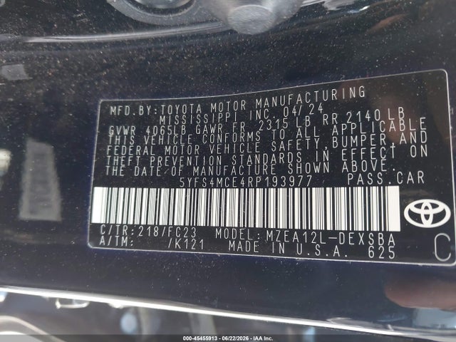 Toyota COROLLA SE 2024 5YFS4MCE4RP193977 Image 9