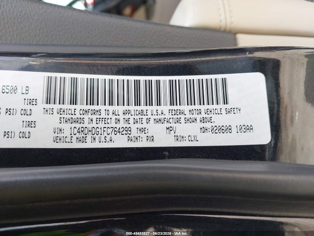 Продажа на аукционе авто 2015 Dodge Durango Limited, vin: 1C4RDHDG1FC764299, номер лота: 45455927