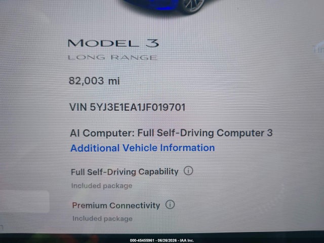 Tesla Model 3 Long Range/mid Range 2018 5YJ3E1EA1JF019701 Image 15