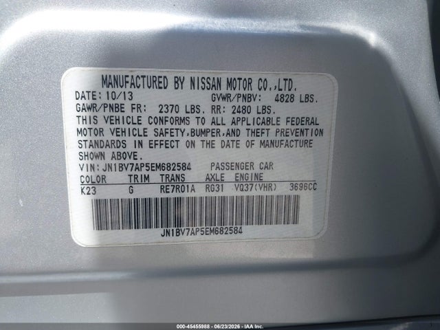 Продаж на аукціоні авто 2014 Infiniti Q50 Premium, vin: JN1BV7AP5EM682584, номер лоту: 45455988