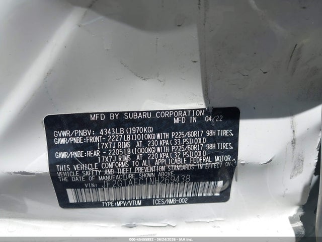Subaru Crosstrek Premium 2022 JF2GTAEC1NH269438 Image 9