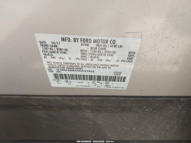 1FM5K8B8XHGC91932 Ford Explorer
