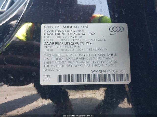 WA1CFAFP4FA070183 Audi Q5 2.0t Premium