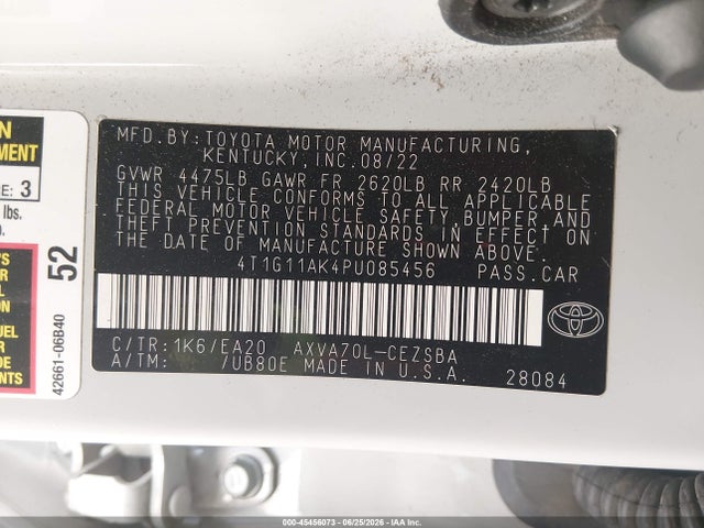 Aukcja sprzedaży 2023 Toyota Camry Se, vin: 4T1G11AK4PU085456, numer aukcji: 45456073