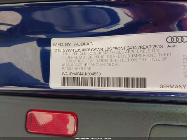 Продаж на аукціоні авто 2020 Audi A4 Premium 45 Tfsi Quattro S Tronic, vin: WAUDNAF44LN004558, номер лоту: 45456084