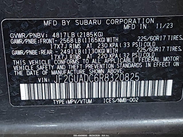 Subaru Crosstrek Premium 2024 JF2GUADC6R8320825 Image 9