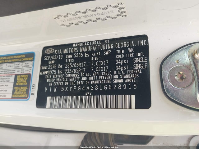 Продажа на аукционе авто 2020 Kia Sorento 2.4l Lx, vin: 5XYPG4A38LG628915, номер лота: 45456086