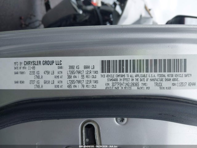2010 Dodge Ram 2500 Slt მანქანა იყიდება აუქციონზე, vin: 3D7TP2HT1AG128365, აუქციონის ნომერი: 45456105