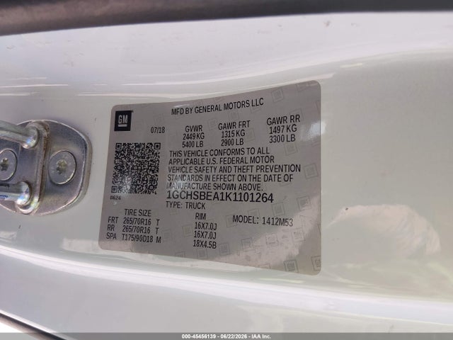 Chevrolet Colorado Wt 2019 1GCHSBEA1K1101264 Image 9