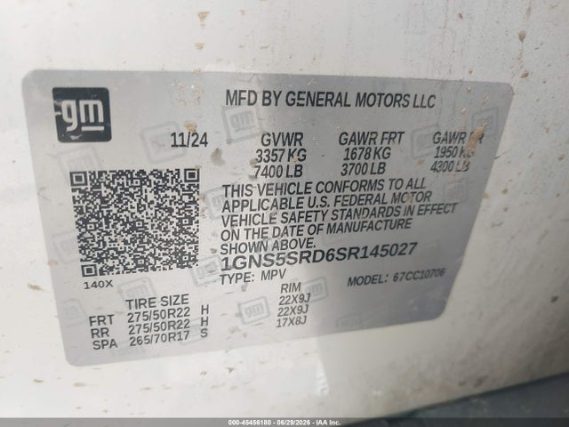 Продажа на аукционе авто 2025 Chevrolet Tahoe 2wd Premier, vin: 1GNS5SRD6SR145027, номер лота: 45456180