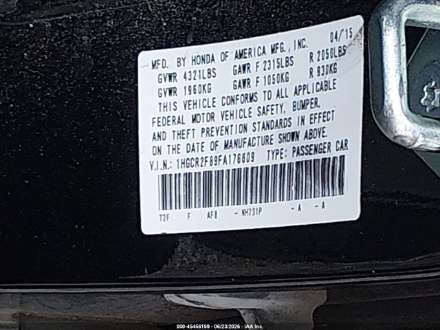 Honda Accord Ex-l 2015 1HGCR2F89FA176609 Image 9