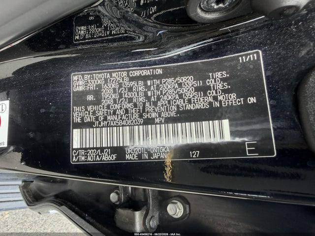 45456216 :رقم المزاد ، JTJHY7AX5B4082039 vin ، 2011 Lexus Lx 570 مزاد بيع