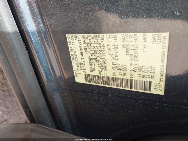 Продажа на аукционе авто 2017 Nissan Murano S, vin: 5N1AZ2MG4HN172152, номер лота: 45456239