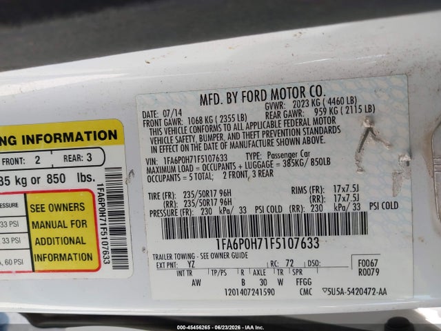 1FA6P0H71F5107633 Ford FUSION SE