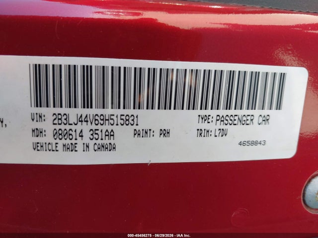 45456275 :رقم المزاد ، 2B3LJ44V69H515831 vin ، 2009 Dodge Challenger Se مزاد بيع