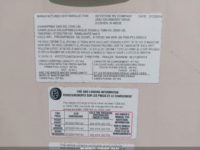 Keystone Rv Bullet 2014 4YDT2722XED424197 Image 9